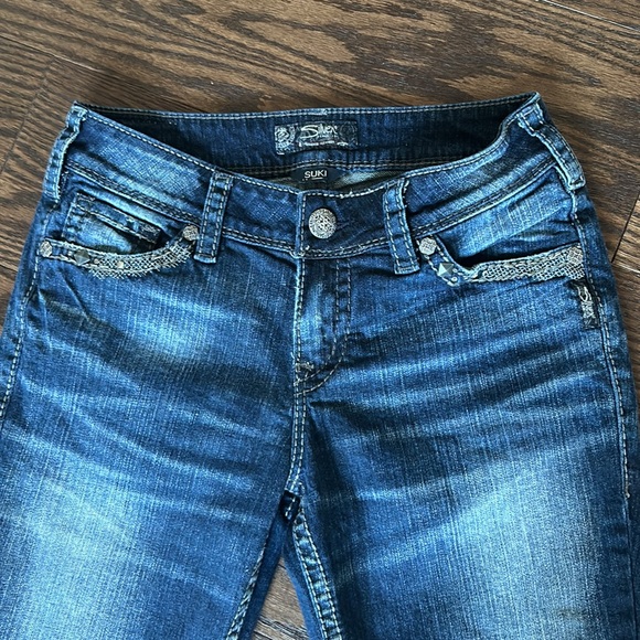 Silver Jeans Co. Suki Blue Jeans w/ silver Embroidery Vintage - Picture 2 of 3